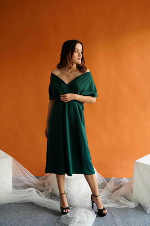 Haven Multiway Flare Dress in Green