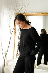 Rib Comfy Sweater in Black-