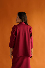 Esme Blazer Top in Maroon