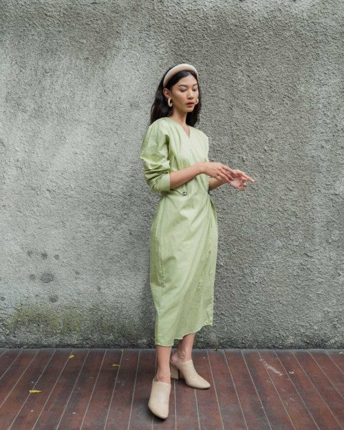 Barbara Wrap Dress in Fresh Green