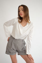 Satin Drapery Top in White