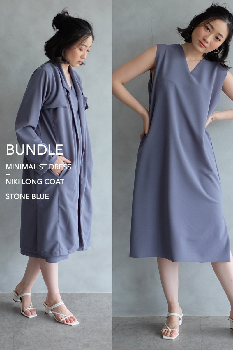 BUNDLE DRESS + OUTER: STONE BLUE