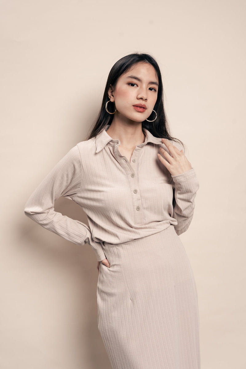 Cleo Polo Top in Latte