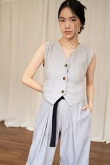 Bundle Gia Vest Top & Rowan Baggy Cullote In Misty Grey