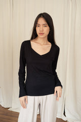 Yuvi Basic Fitted Top In Black