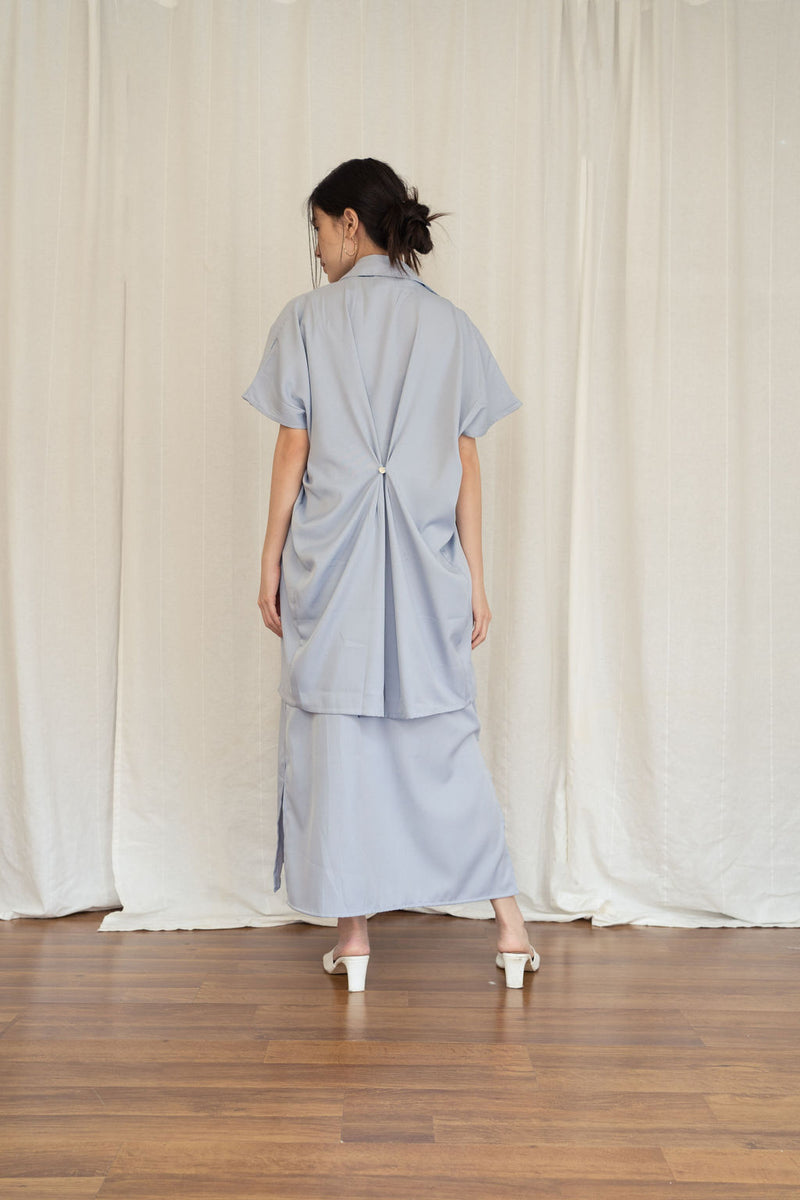 Sicily Shirt Dress In Icy Grey