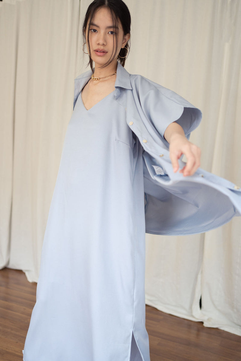 Sicily Shirt Dress In Icy Grey