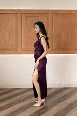 Kendall Multiway Silk Dress in Wine