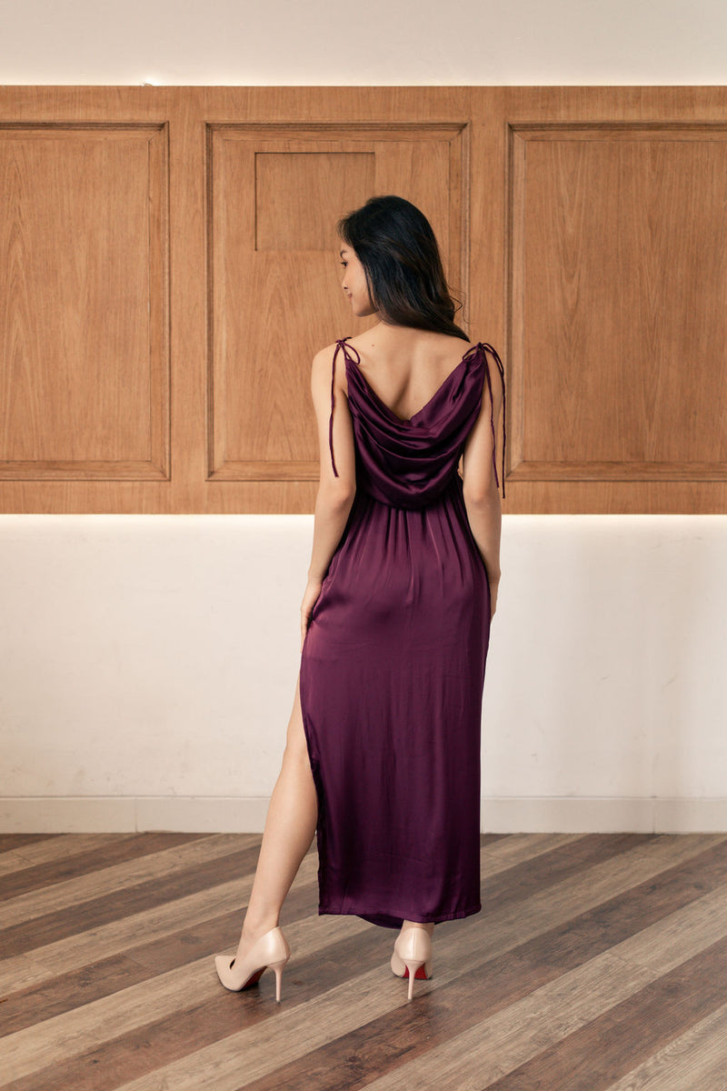 Kendall Multiway Silk Dress in Wine