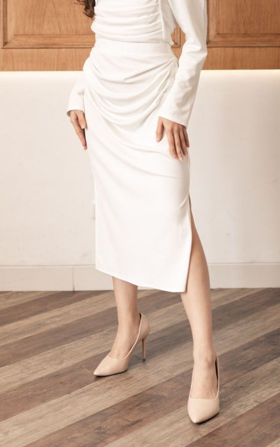 Jolie Highwaist Pencil Skirt In White