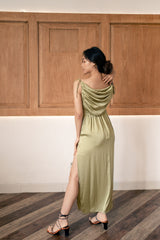 Kendall Multiway Silk Dress in Kiwi Green