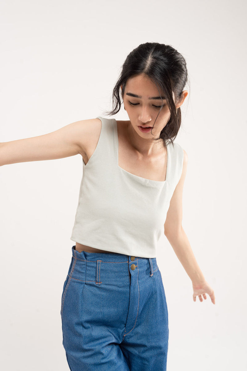 Niki Basic Tank Top (crop version) In Tea Green