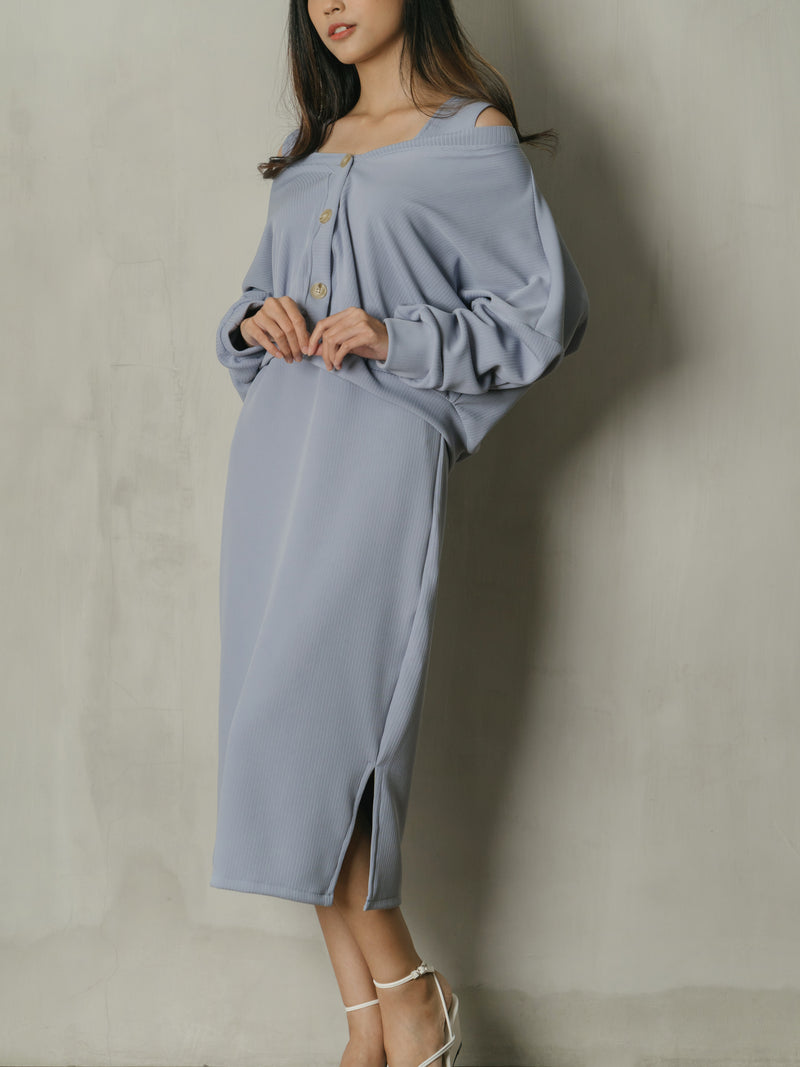 Paloma Knit Midi Dress in Powdery Lilac