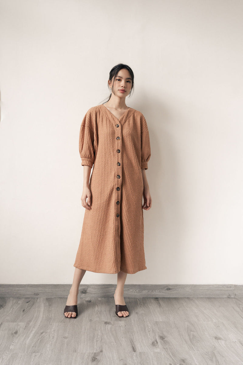 Maja Outer Dress in Pumpkin Brown
