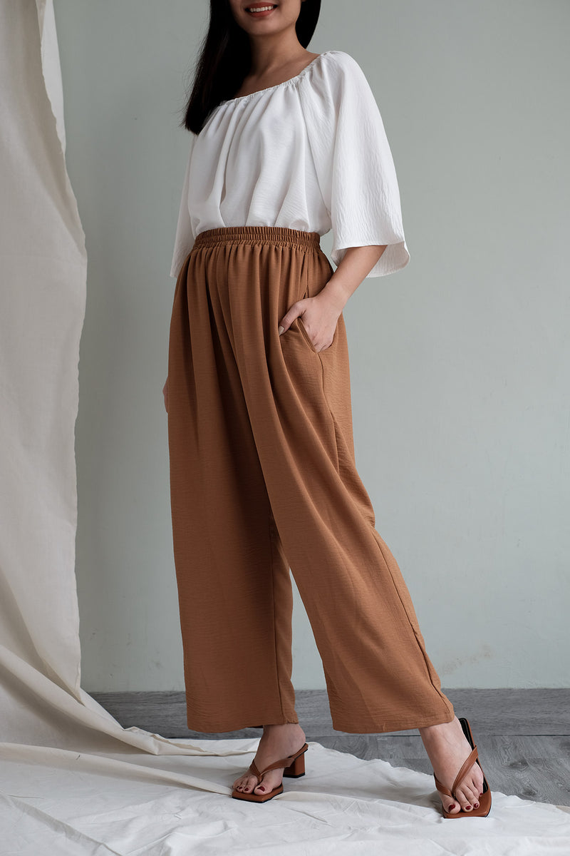 Hera Relaxed Cullote Pants in Caramel Brown