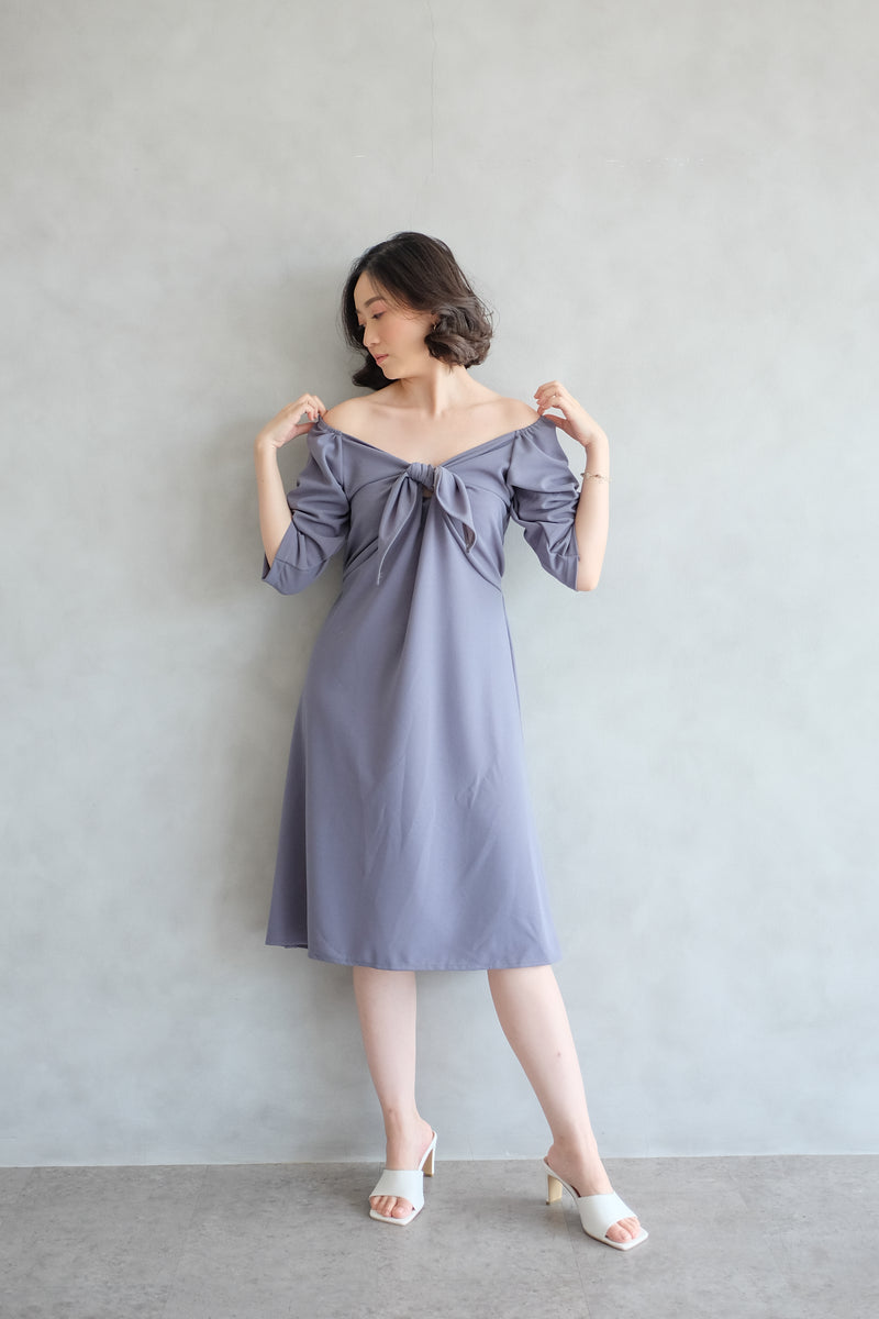 Amber Knot Multiway Dress In Stone Blue