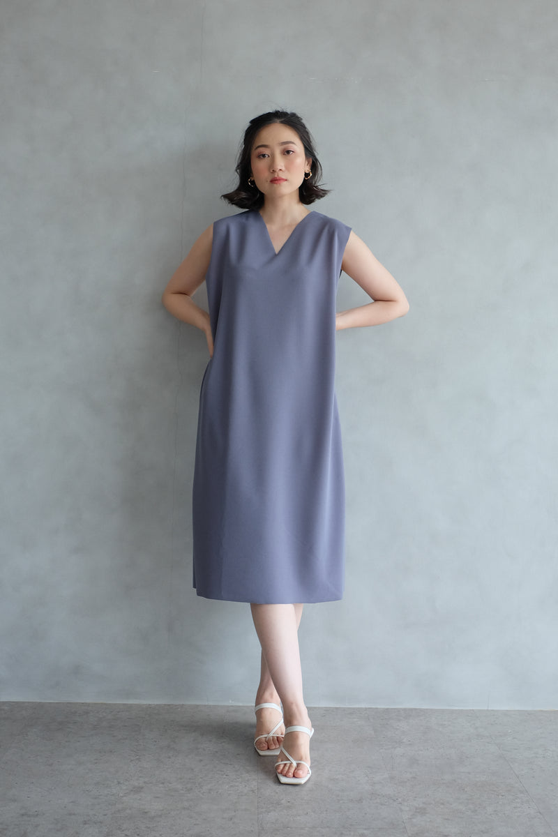 The Minimalist Dress In Stone Blue
