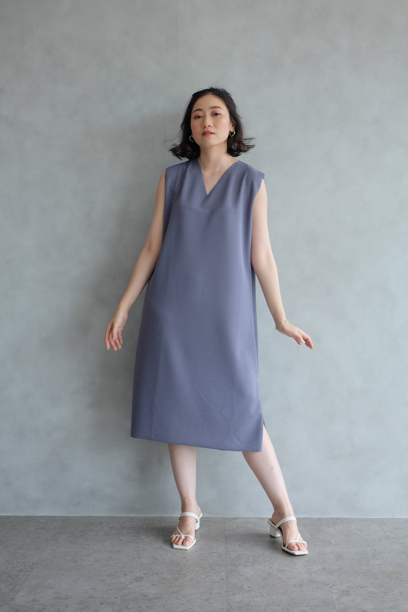 The Minimalist Dress In Stone Blue