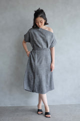 Macy Slit Midi Skirt In Charcoal Grey