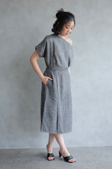Macy Slit Midi Skirt In Charcoal Grey