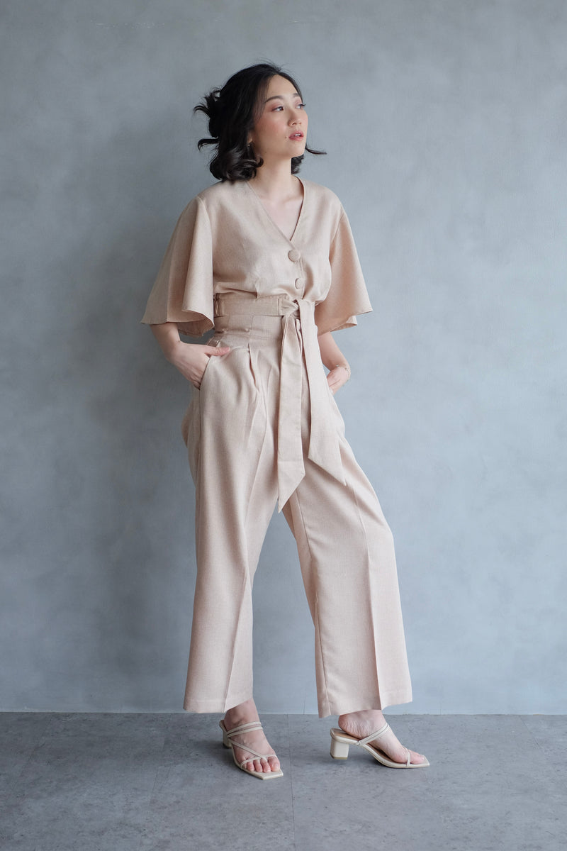 Bailey Relax Cullote Pants In Blush Nude