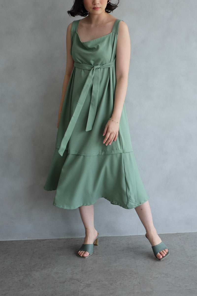 Emma Overall Dress In Mint Green