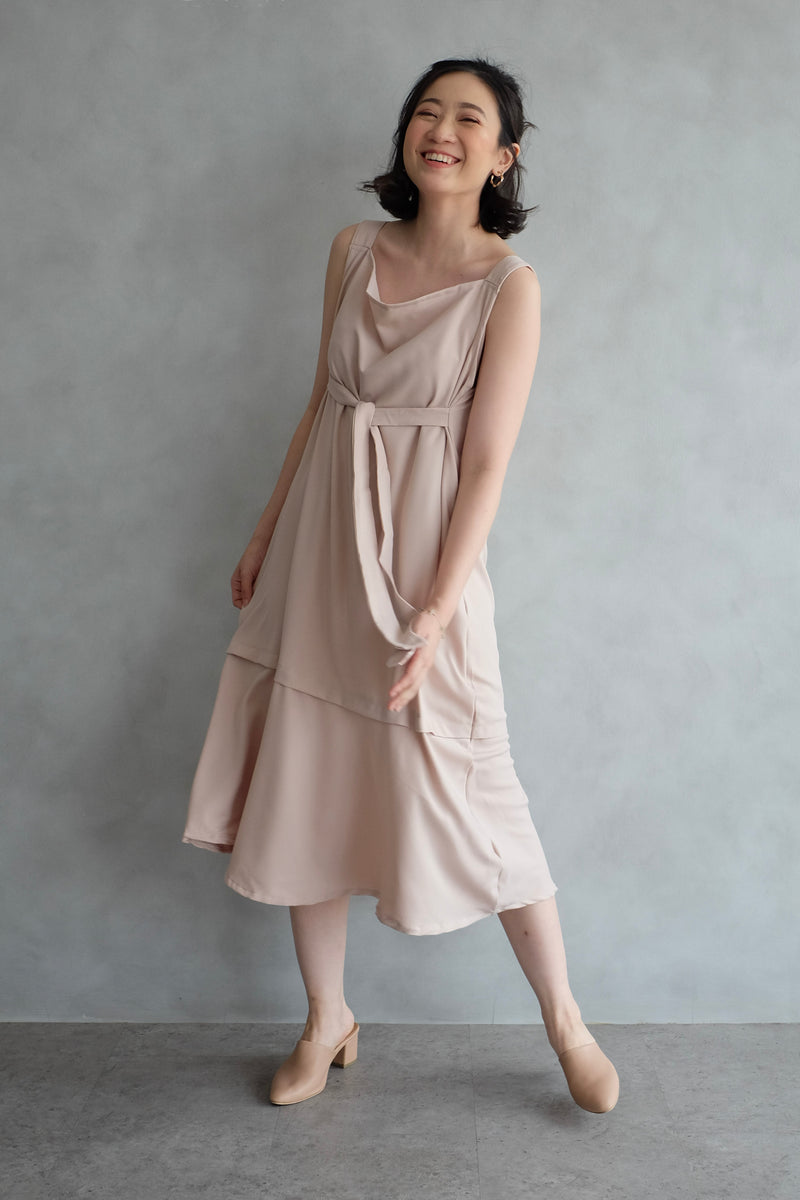 Emma Overall Dress In Blush Nude