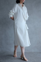 Jillian Drapery Shirt Dress In White