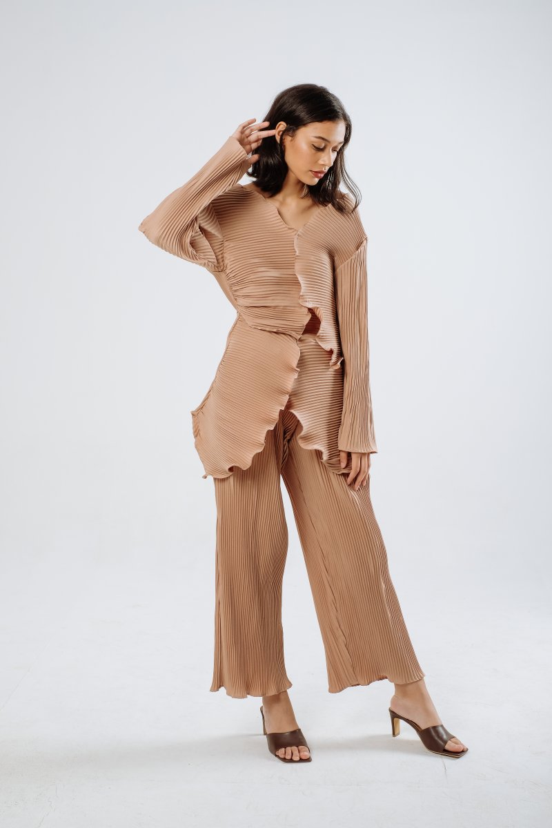 Petal Pleats Outer/ Top In Nude