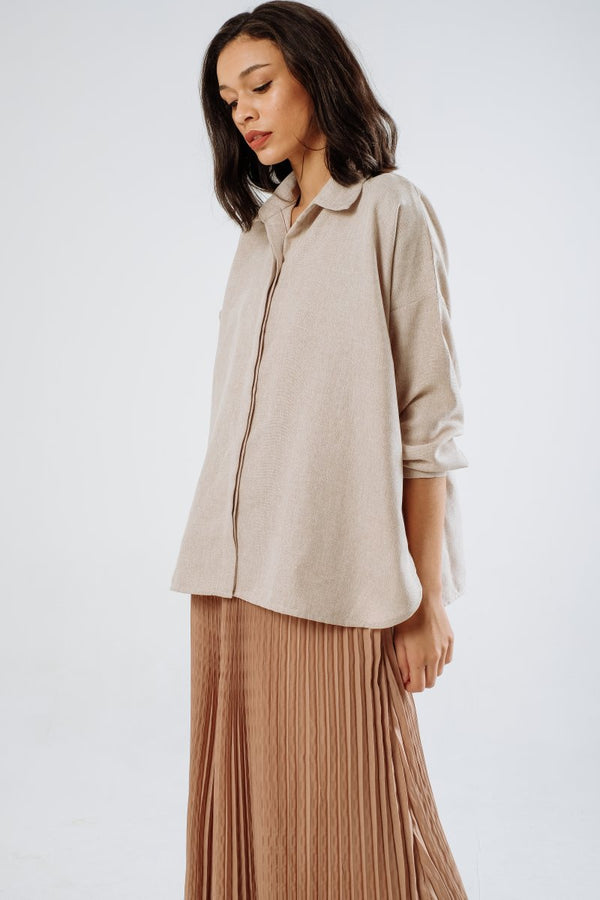 Oversized Linen Shirt in Creme