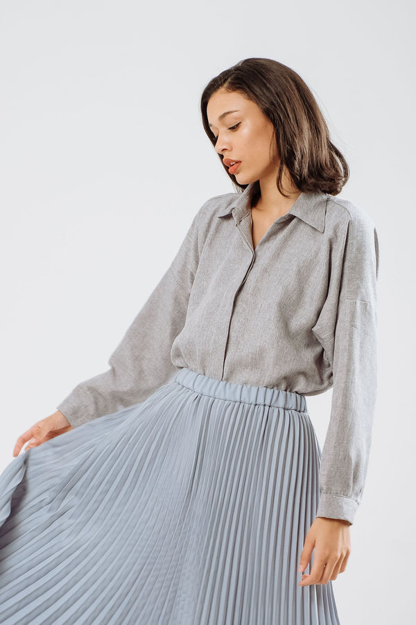 Oversized Linen Shirt in Sky Blue