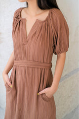 Talia Summer Dress in Clay Brown