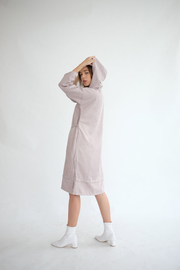 York Hoodie Dress in Ash Lilac