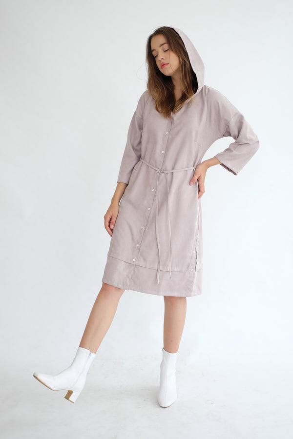 York Hoodie Dress in Ash Lilac