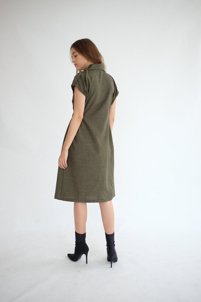 Trench Outer Dress in Olive