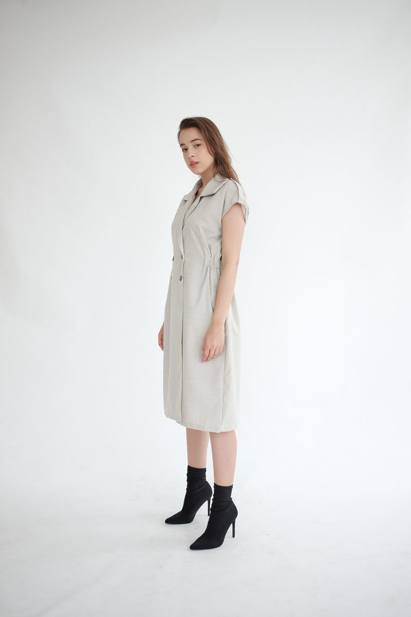 Trench Outer Dress in Light Khaki