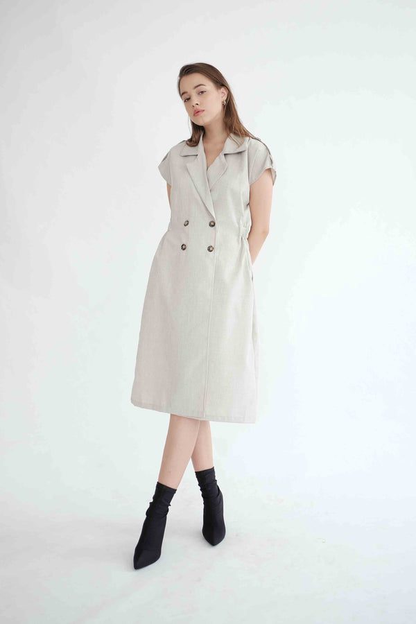 Trench Outer Dress in Light Khaki