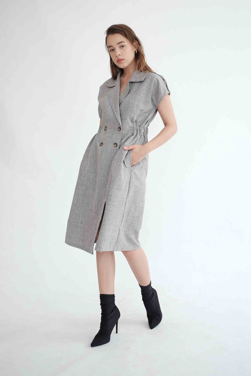 Trench Outer Dress in Grey