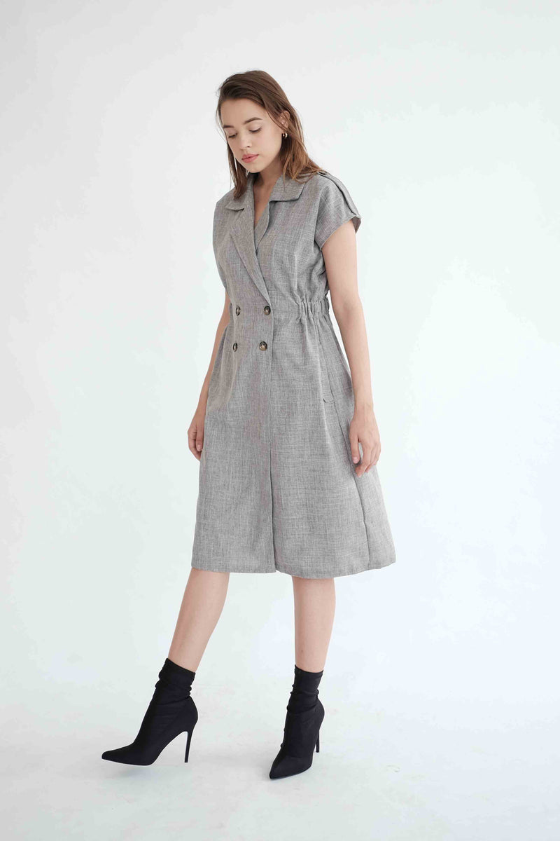 Trench Outer Dress in Grey