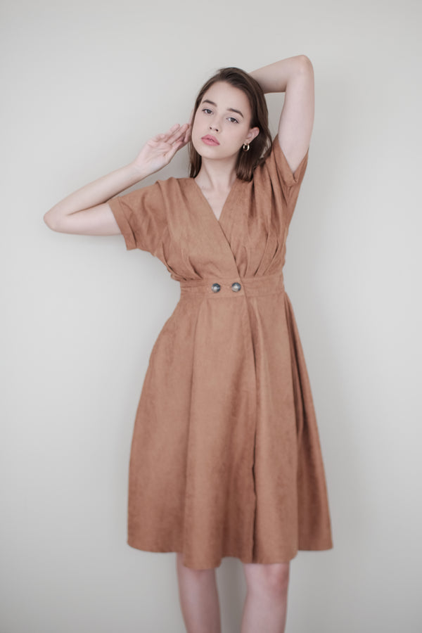 Liberty Flare Midi Dress in Caramel