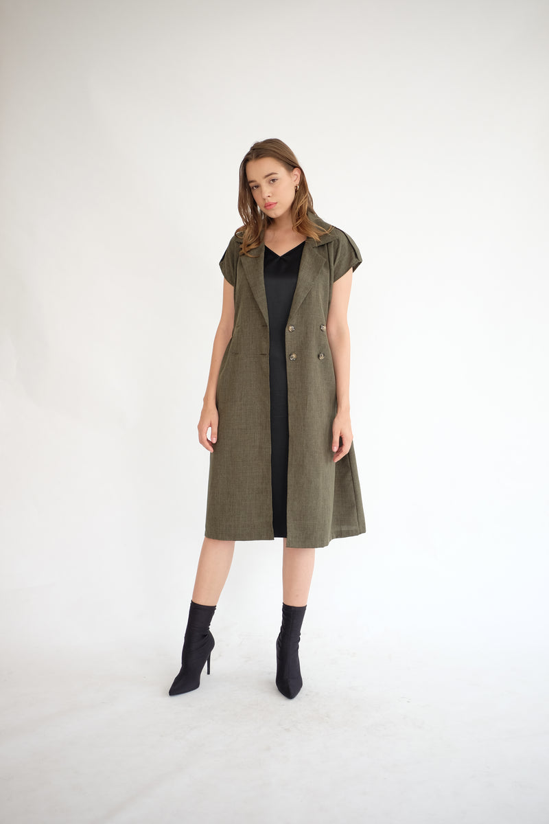 Trench Outer Dress in Olive