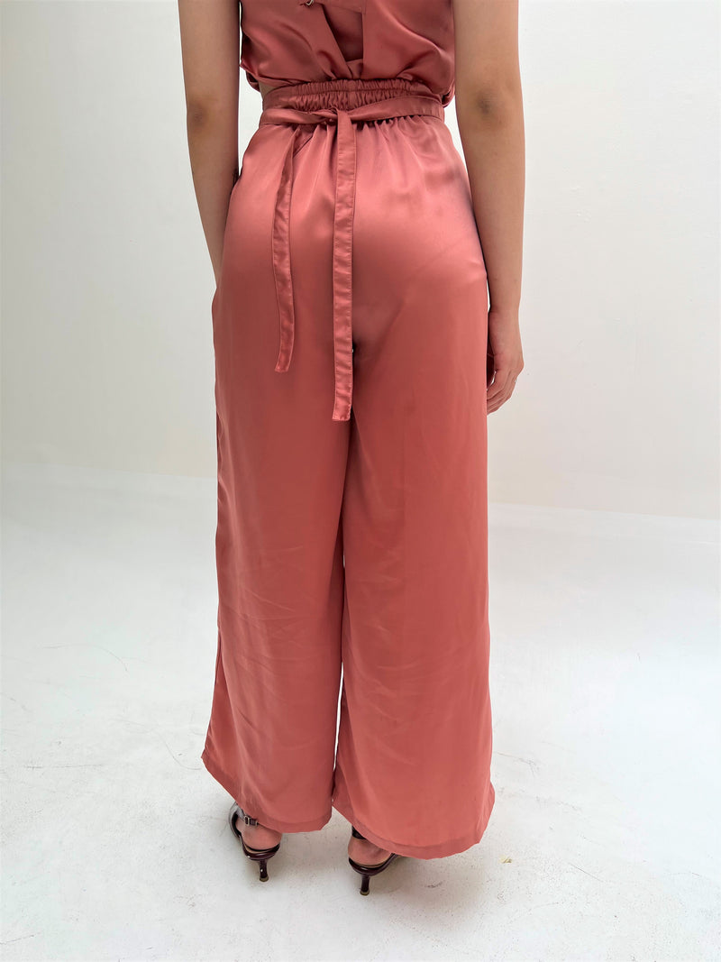 Eden Satin Cullote Pants in Guava