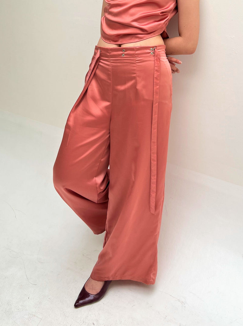Eden Satin Cullote Pants in Guava