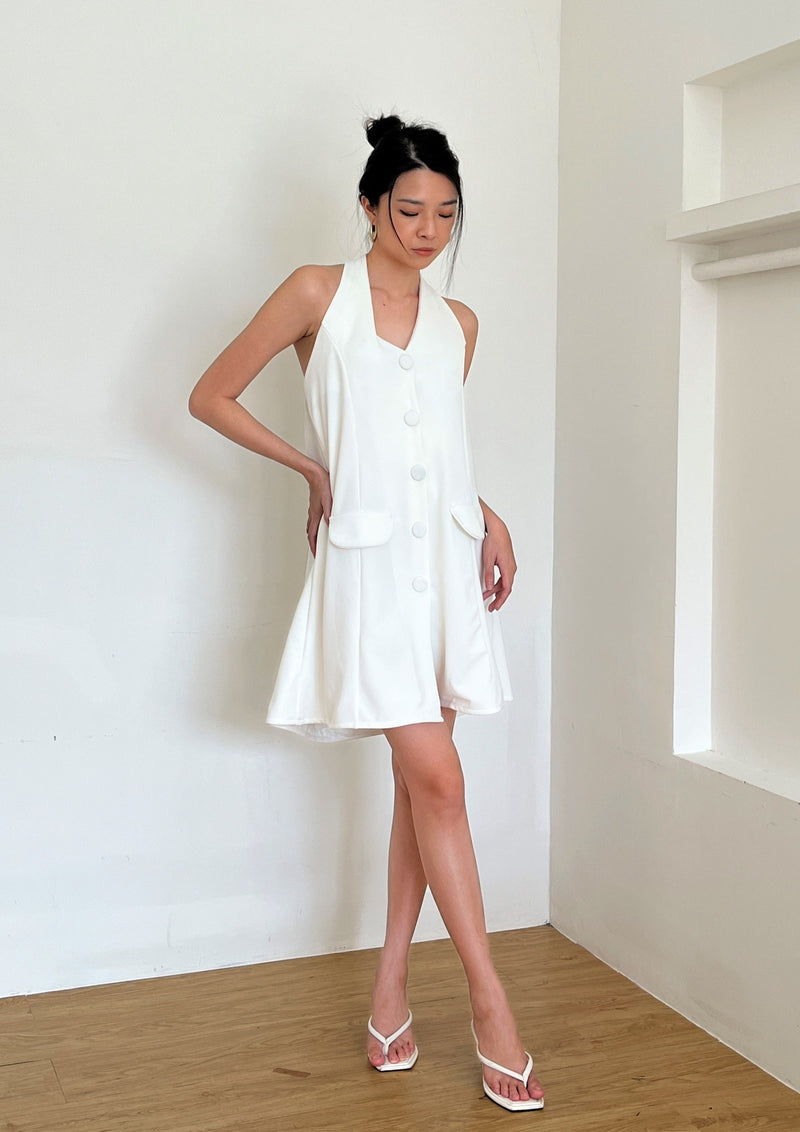 Sofia Halter Mini Dress in White