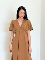 Sabina Midi Dress in Brown