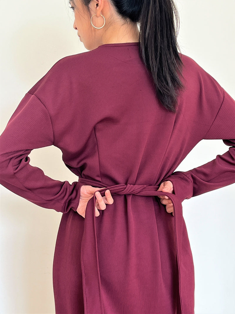 Zoey Knit Outer Dress in Red Wine
