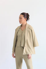 Ethan Double Breasted Blazer Top In Khaki