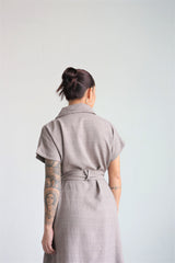 Linen Trench Outer Dress In  Mocca