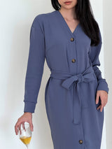 Zoey Knit Outer Dress in Blue