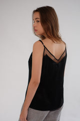 Satin Tulle Camisole in Black